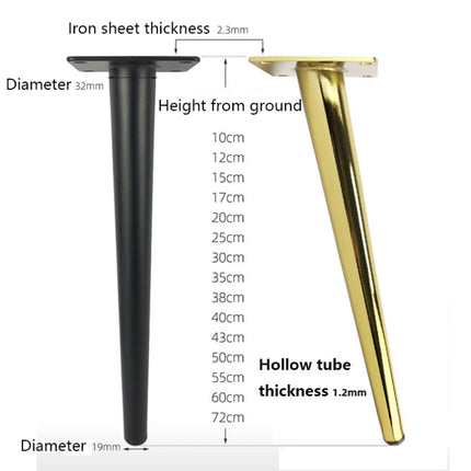 LH-ZT-0001 Cone Round Tube Furniture Support Legs, Style: Straight Cone Height 10cm(Black Gold)-garmade.com