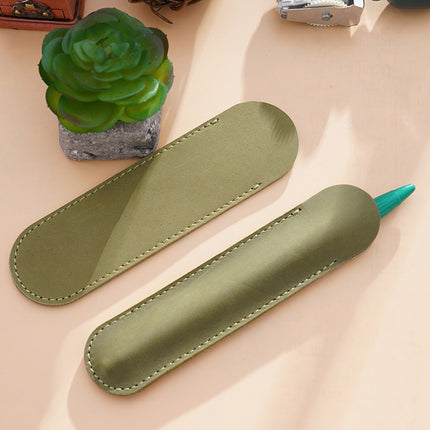 Single Pen Bag Handmade Line Pen Holder, Size: Small(Olive Green)-garmade.com