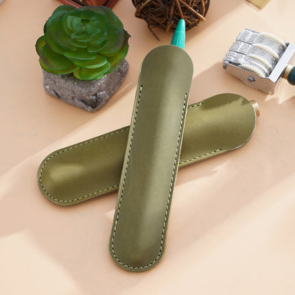 Single Pen Bag Handmade Line Pen Holder, Size: Small(Olive Green)-garmade.com