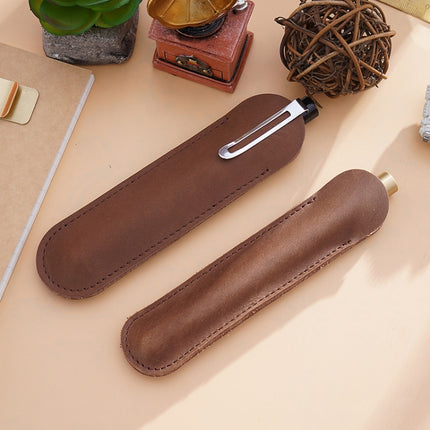 Single Pen Bag Handmade Line Pen Holder, Size: Small(Brown)-garmade.com
