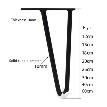 LH-S0006 Metal Furniture Support Legs, Height: 12cm(Matte Black)-garmade.com