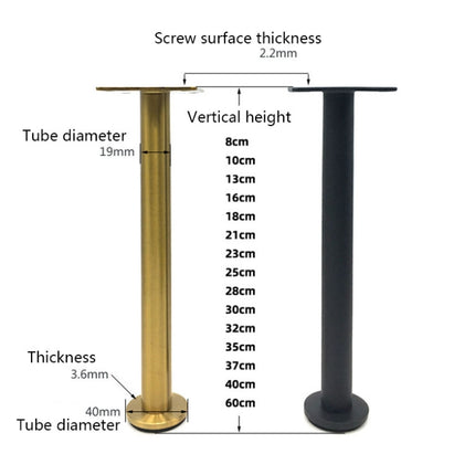 LH-TJ003 Adjustable Stainless Steel Round Tube Furniture Legs, Height: 37cm(Brushed Gold)-garmade.com