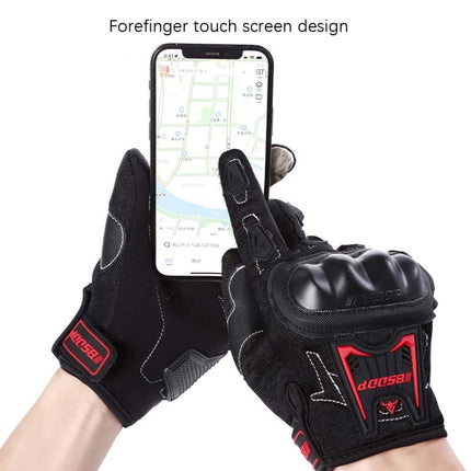 BSDDP RH-A0132 Full Finger Protection Outdoor Motorcycle Gloves, Size: L(Black)-garmade.com