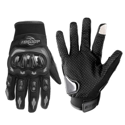 BSDDP RH-A0107 Motorcycle Riding Anti-Fall Full Finger Gloves, Size: M(Black+Grey)-garmade.com