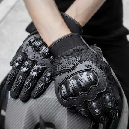 BSDDP RH-A0107 Motorcycle Riding Anti-Fall Full Finger Gloves, Size: L(Black+Grey)-garmade.com