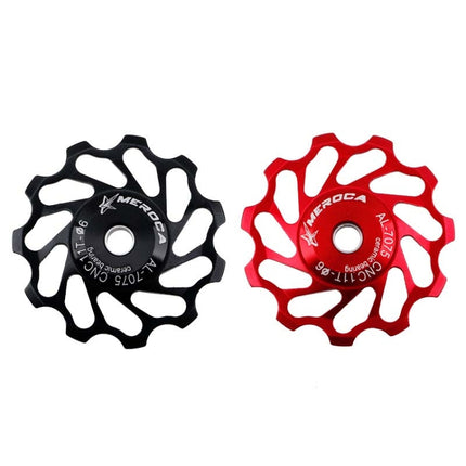 MEROCA Ceramic Bearing Mountain Bike Guide Wheel(11T Red)-garmade.com