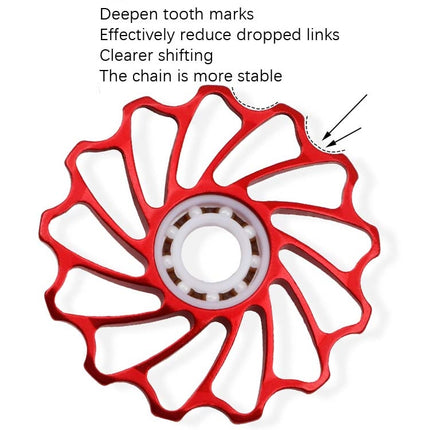 MEROCA Ceramic Bearing Mountain Bike Guide Wheel(13T Red)-garmade.com