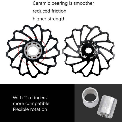 MEROCA Ceramic Bearing Mountain Bike Guide Wheel(13T Black)-garmade.com