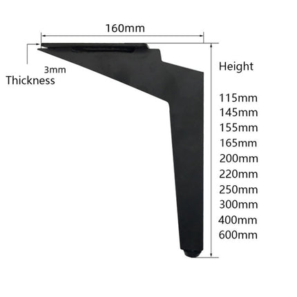 LH-DJ08 Adjustable Knife Shape Metal Furniture Support Legs, Height: 11.5cm(Matte Black)-garmade.com