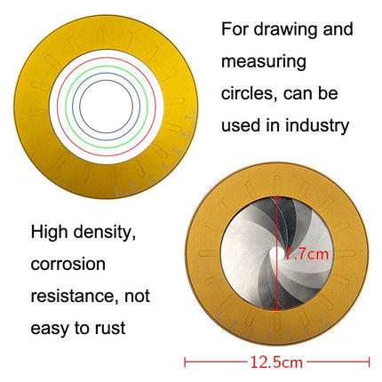 Stainless Steel Rotatable Round Ruler(Gold)-garmade.com