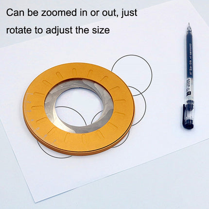 Stainless Steel Rotatable Round Ruler(Gold)-garmade.com