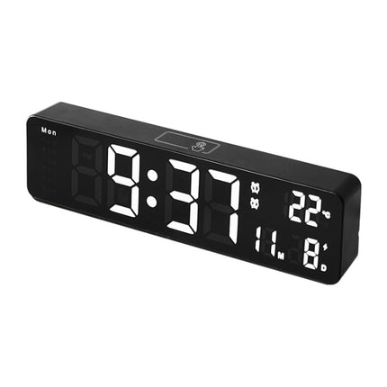 6625D LED Digital Alarm Clock Luminous Desktop Timer Temperature Display Alarm Clock( Black Shell White Light)-garmade.com