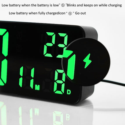 6625D LED Digital Alarm Clock Luminous Desktop Timer Temperature Display Alarm Clock( Black Shell Green Light)-garmade.com