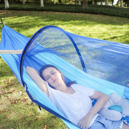 Outdoor Camping Anti-Mosquito Quick-Opening Hammock, Spec: Single (Blue+Sky Blue)-garmade.com