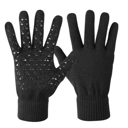 2 Pairs Thick Velvet Touch Screen Knitted Warm Gloves, Size: Free Size(Black)-garmade.com