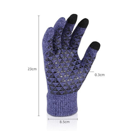 2 Pairs Thick Velvet Touch Screen Knitted Warm Gloves, Size: Free Size(Grey)-garmade.com