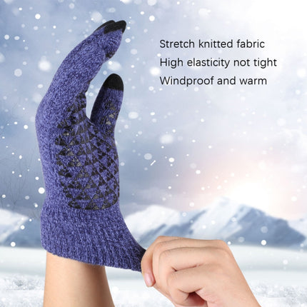2 Pairs Thick Velvet Touch Screen Knitted Warm Gloves, Size: Free Size(Blue)-garmade.com