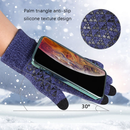 2 Pairs Thick Velvet Touch Screen Knitted Warm Gloves, Size: Free Size(Blue)-garmade.com