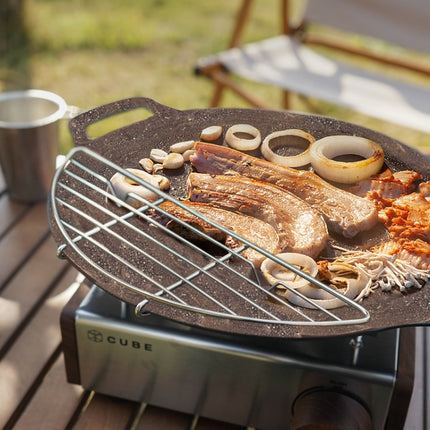 304 Stainless Steel Camping BBQ Frying Pan Steaming Rack, Size: 37x11cm-garmade.com