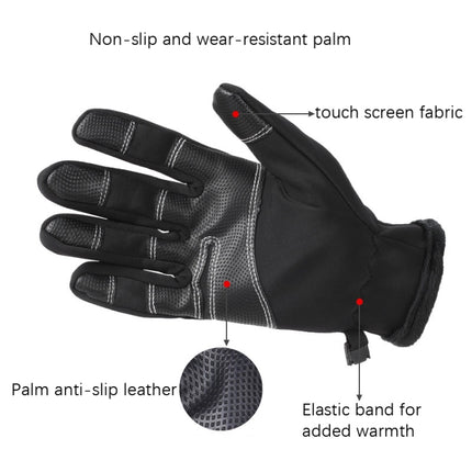 Outdoor Riding Windproof Cold-proof Zipper Gloves, Size: XL(Black)-garmade.com