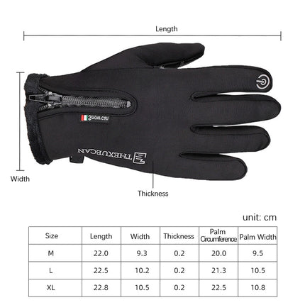 Outdoor Riding Windproof Cold-proof Zipper Gloves, Size: XL(Black)-garmade.com
