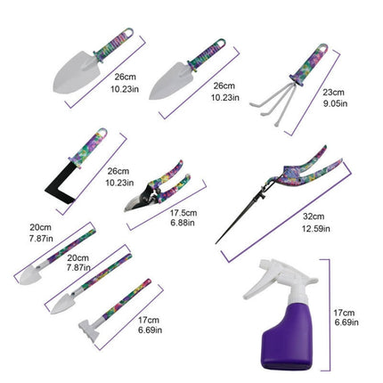 YL025 Potted Gardening Tool Set, Specification: 10 PCS / Set (Purple)-garmade.com