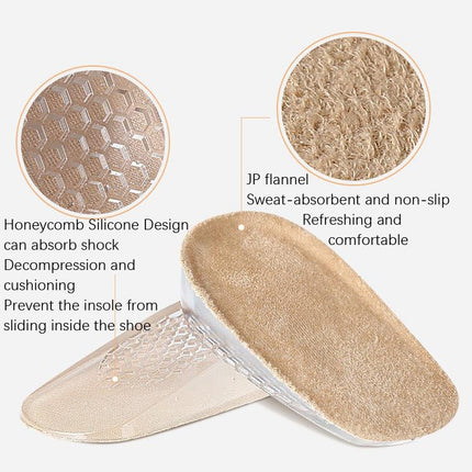 2 Pairs GEL Increasing High Insole Fleece Invisible Increased Pad, Size: L Code 1cm(Apricot)-garmade.com