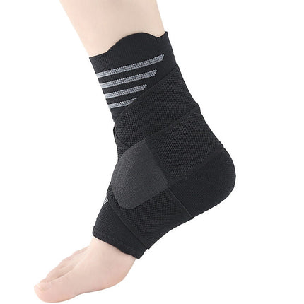 Nylon Sports Compression Striped Bandage Ankle Support, Specification: S(Gray Stripes)-garmade.com