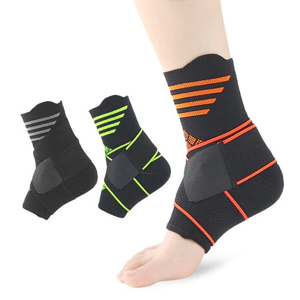 Nylon Sports Compression Striped Bandage Ankle Support, Specification: S(Gray Stripes)-garmade.com