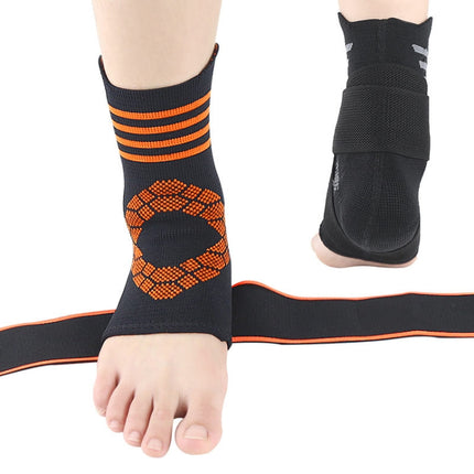 Nylon Sports Compression Striped Bandage Ankle Support, Specification: M(Gray Stripes)-garmade.com