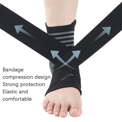Nylon Sports Compression Striped Bandage Ankle Support, Specification: M(Gray Stripes)-garmade.com