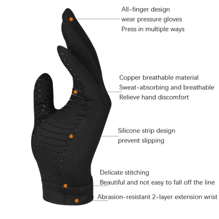 Copper Fiber Pressure Sports Fitness Anti-Slip Gloves, Size: S-garmade.com