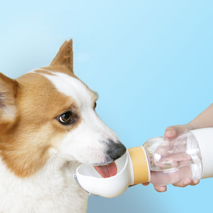 600ml Dog Go Out Water Cup Portable Accompanying Cup Pet Drinking Water Drinker(Cloud White)-garmade.com