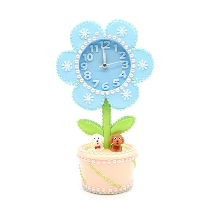 DIY Flower Clock Toy(Blue)-garmade.com
