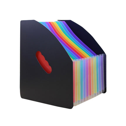 Standing Organ Clip Student Test Paper Storage Clip(Black Surface (Rainbow Inner Page))-garmade.com