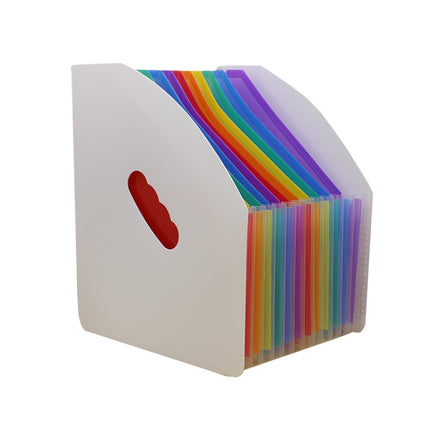 Standing Organ Clip Student Test Paper Storage Clip(White Surface (Rainbow Inner Page))-garmade.com