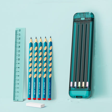 4 in 1 Pencil Eraser Ruler Stationery Box(Transparent Blue Green)-garmade.com