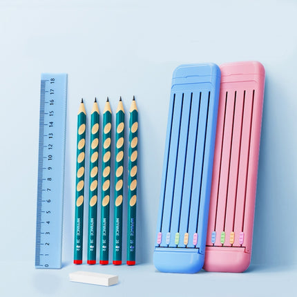 4 in 1 Pencil Eraser Ruler Stationery Box(Transparent Blue Green)-garmade.com