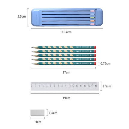 4 in 1 Pencil Eraser Ruler Stationery Box(Transparent Blue Green)-garmade.com