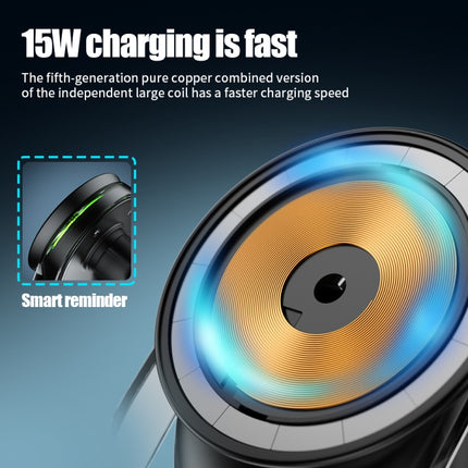 F9189 15W MagSafe Magnetic Car Lighting Wireless Charger(Black)-garmade.com