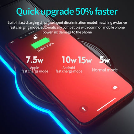 K9186 Multifunctional RGB Lighting Mouse Pad With Wireless Charger(Colorful)-garmade.com