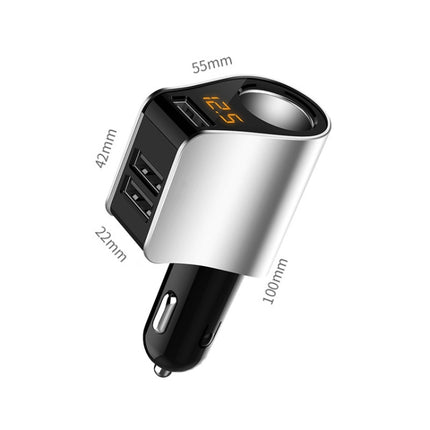 HY10 3 In 1 Cigarette Lighter Conversion Plug Car Charger(Silver)-garmade.com