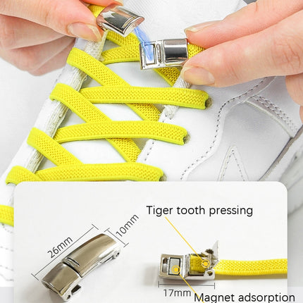 4 Sets SLK28 Metal Magnetic Buckle Elastic Free Tied Laces, Style: Silver Magnetic Buckle+Black Shoelaces-garmade.com