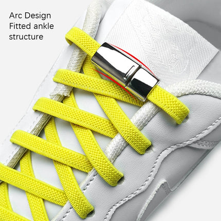 4 Sets SLK28 Metal Magnetic Buckle Elastic Free Tied Laces, Style: Silver Magnetic Buckle+White Shoelaces-garmade.com