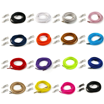 4 Sets SLK28 Metal Magnetic Buckle Elastic Free Tied Laces, Style: Silver Magnetic Buckle+Pink Shoelaces-garmade.com