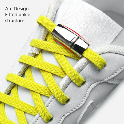 4 Sets SLK28 Metal Magnetic Buckle Elastic Free Tied Laces, Style: Silver Magnetic Buckle+Navy Shoelaces-garmade.com