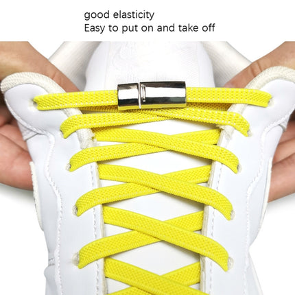 4 Sets SLK28 Metal Magnetic Buckle Elastic Free Tied Laces, Style: Silver Magnetic Buckle+Navy Shoelaces-garmade.com