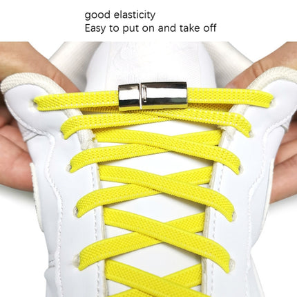 4 Sets SLK28 Metal Magnetic Buckle Elastic Free Tied Laces, Style: Silver Magnetic Buckle+Orange Shoelaces-garmade.com