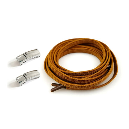 4 Sets SLK28 Metal Magnetic Buckle Elastic Free Tied Laces, Style: Silver Magnetic Buckle+Brown Shoelaces-garmade.com