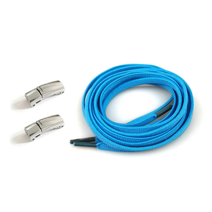 4 Sets SLK28 Metal Magnetic Buckle Elastic Free Tied Laces, Style: Silver Magnetic Buckle+Light Blue Shoelaces-garmade.com